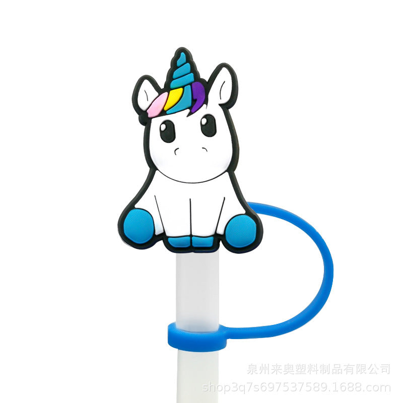 Wholesale 20PCS PVC Cute Unicorn Straw Tube Cap